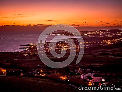 Ponta Delgada at sunset Stock Photo