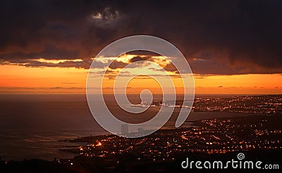 Ponta Delgada during sunset Sao Miguel, Azores, Portugal Stock Photo