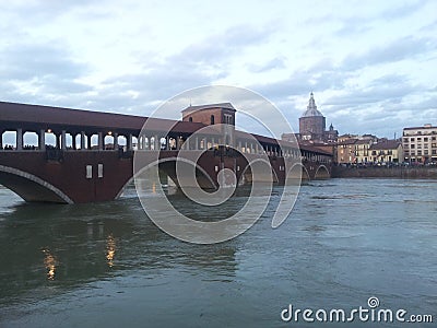 Ponte Coperto Pavia Stock Photo