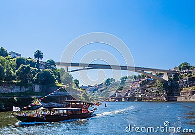 View of Ponce do Infante Dom Henrique bridge on the Douro river. Porto, Portuga Editorial Stock Photo