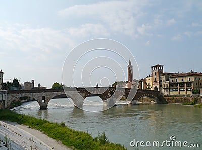 Ponte Pietre a bridge in Verona in Italy Stock Photo