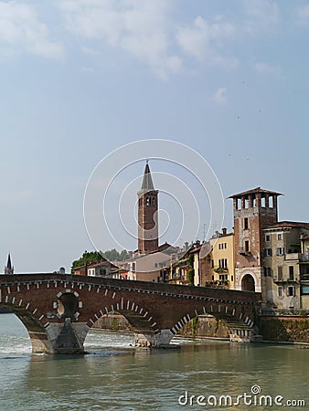 Ponte Pietre a bridge in Verona in Italy Stock Photo