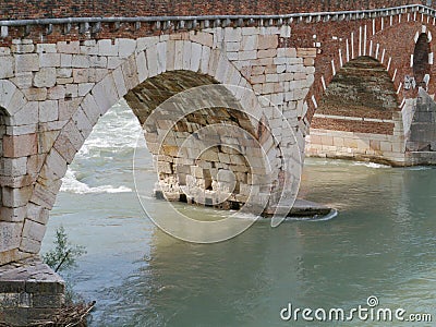 Ponte Pietre a bridge in Verona in Italy Stock Photo