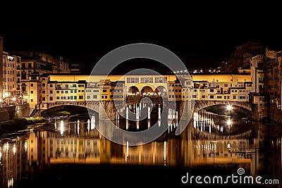 Ponte Vecchio, Arno night, Florence, Firenze Italy Stock Photo