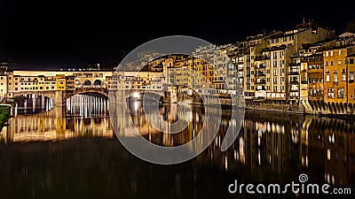 Ponte Vecchio at night in Florence, Italy Stock Photo