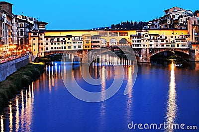 Ponte Vecchio at sunset, Florence Stock Photo