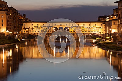 Ponte Vecchio at sunset, Florence, Italy Stock Photo