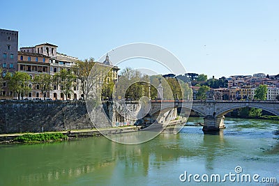 Ponte Vittorio Emanuele II, a bridge in central Rome, Italy Editorial Stock Photo