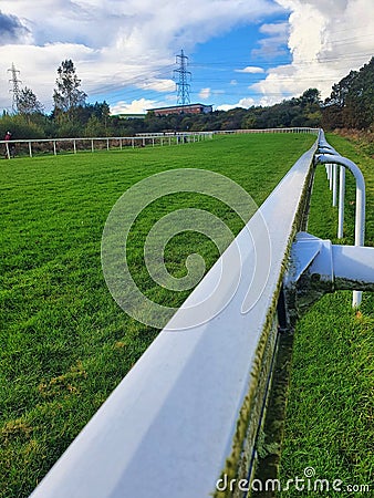 Pontefract Racecourse - Empty course on a sunny day Stock Photo