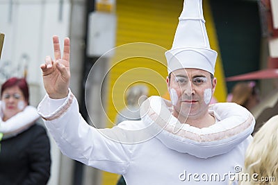 Detail of participants in the Winter Carnival in Pontevedra Spain Editorial Stock Photo