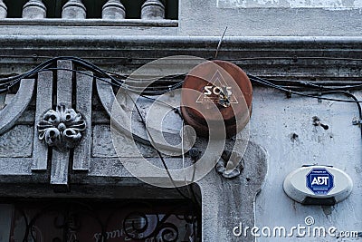 Detail of an obsolete alarm. Editorial Stock Photo