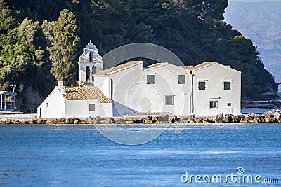 Pontikonisi and Vlacheraina monastery, Corfu, Greece Editorial Stock Photo