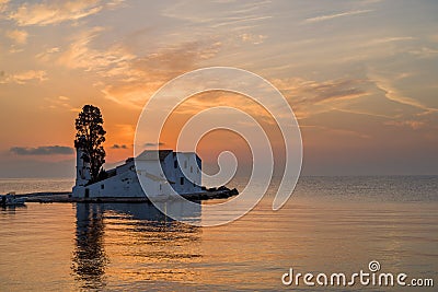 Pontikonisi and Vlacheraina monastery on the south of Corfu town Stock Photo