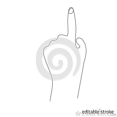 Ponting Hand in Continuous Line Drawing. Sketchy Direction Concept. Outline Simple Artwork with Editable Stroke. Vector Vector Illustration