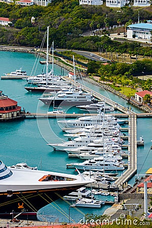 Pontoon berthing with yachts Stock Photo