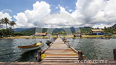 Pontoon and boats in Alotau, Papua New Guinea Stock Photo