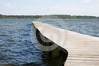 Pontoon lake of Sanguinet in Landes France across the water Stock Photo