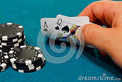 Pontoon winning hand Stock Photo