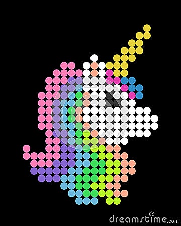 Pony horse. Pixel unicorn rainbow image Vector Illustration