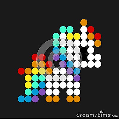 Pony horse. Pixel unicorn rainbow image Vector Illustration