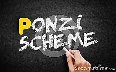 Ponzi scheme text on blackboard Stock Photo