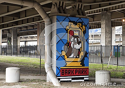 Pooch-themed art in Bark Park Central, Deep Ellum, Texas Editorial Stock Photo