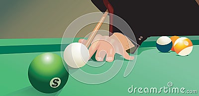 Pool ball and dollar sign Vector Illustration