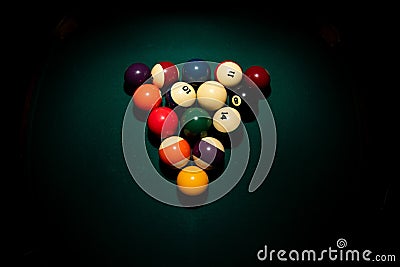 Pool billiard old eight balls table Stock Photo