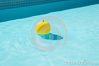 pool circle water float yellow sunlight resort rescue vacation ring. Generative AI. Stock Photo