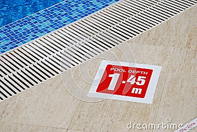 Pool depth sign Stock Photo