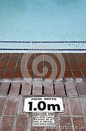 Pool depth sign Stock Photo