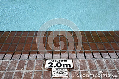 Pool depth sign Stock Photo