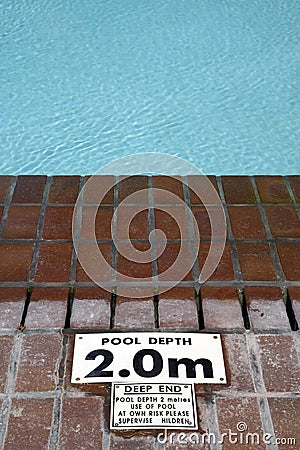 Pool depth sign Stock Photo