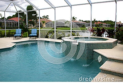 Pool inside cage Stock Photo