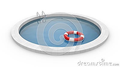 Pool with lifebuoy Stock Photo