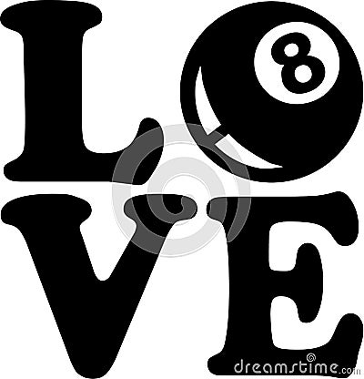 Pool Love Eight Ball Vector Illustration