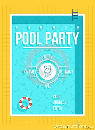 Pool party poster. Summer party invitation, flyer concept Vector Illustration