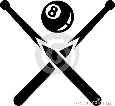 Pool Queque Eight Ball Vector Illustration