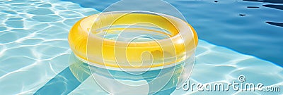 Pool Relaxation A Yellow Pool Float Ring Serenely Floating In A Crystalclear Swimming Pool Invoking Stock Photo
