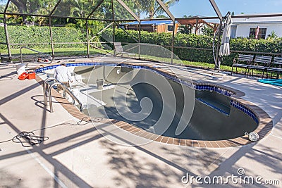 Pool resurfacing and gray cement bond coat Stock Photo