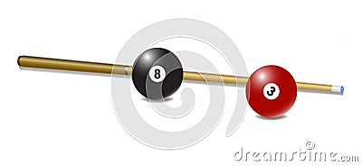 Pool (snooker) cue with a balls Vector Illustration