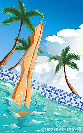 At the pool Vector Illustration