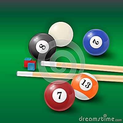 Pool table background illustration with billiard Vector Illustration