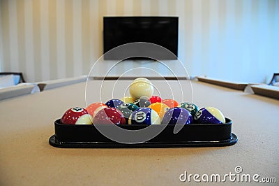 Pool table & balls Stock Photo