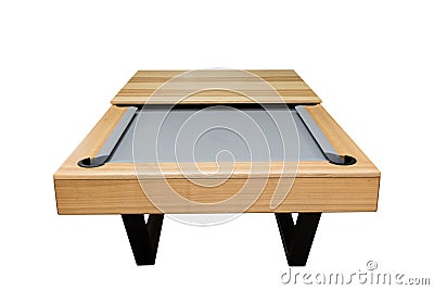 A pool table. Parts of a billiard table close-up. American pool table. Billiard pockets. Wooden billiard table Stock Photo