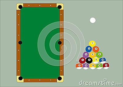 Pool table and triangle balls Vector Illustration