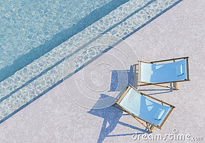 Poolside Lounge Chairs on Concrete Ground Stock Photo