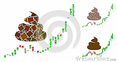 poop hyip candle chart Composition Icon of Rugged Pieces Stock Photo