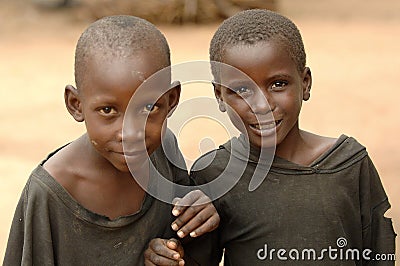 Poor African boys smiling Editorial Stock Photo