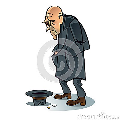 Poor beggar Vector Illustration